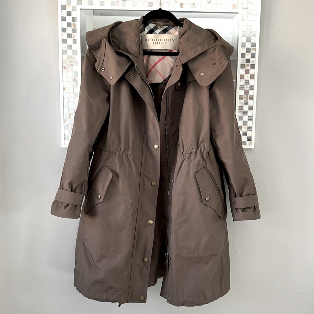 Women’s vintage Burberry rain jacket.